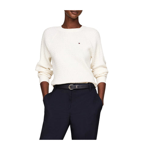 Tommy Hilfiger Maglia Maglia Donna lavorata a trecce Panna A24 - TOMMY HILFIGERWW41142 - Z00 - S - Francavilla Moda